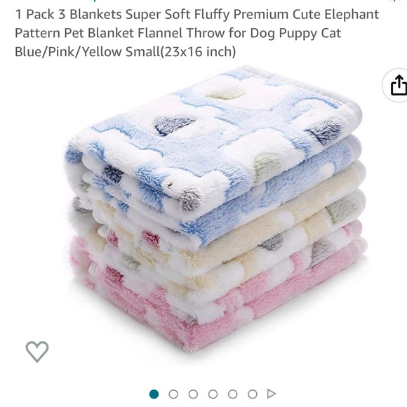 Chewy Other - Small Elephant Print Dog/Puppy Blankets (3 Pack) Blue/Pink/Yellow (23x16 inch)